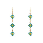 Flower and Gold Chain Earrings-Earrings-What's Hot Jewelry-Teal-Inspired Wings Fashion