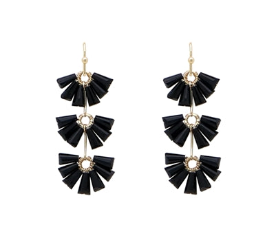 Crystal Three Drop Earrings-Earrings-What's Hot Jewelry-Black-Inspired Wings Fashion