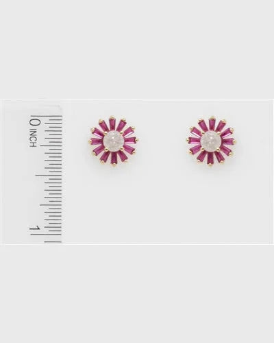 Crystal Flower Stud Earring-Earrings-What's Hot Jewelry-Hot Pink-Inspired Wings Fashion
