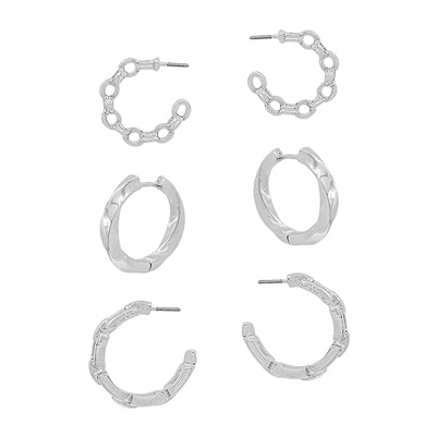 Hoop Earring Set-Earrings-What's Hot Jewelry-Silver-Inspired Wings Fashion
