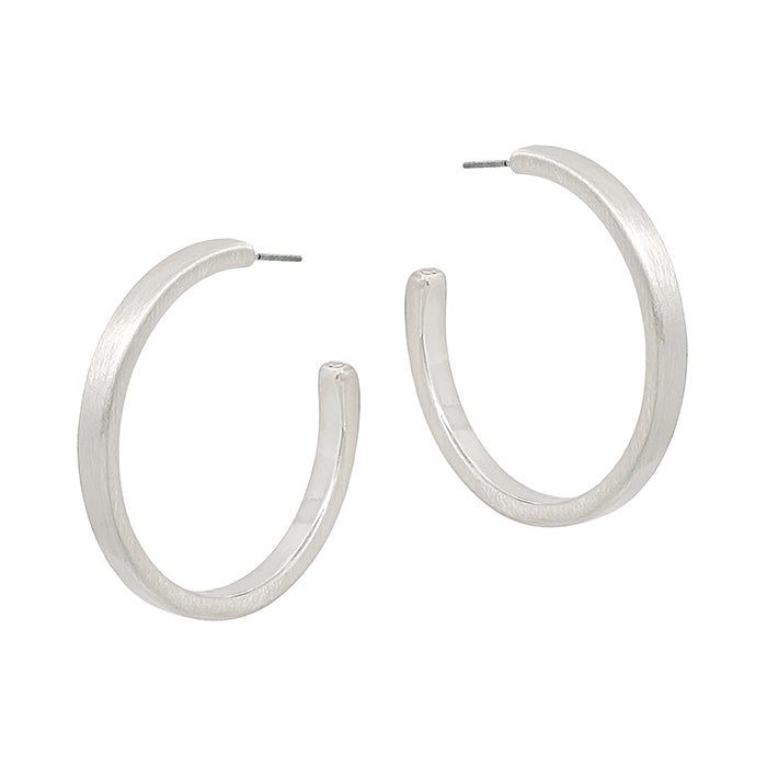 Thick Flat Hoop Earrings-Earrings-What's Hot Jewelry-Silver-Inspired Wings Fashion