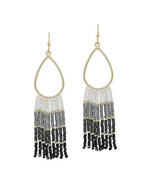 Ombre Seed Bead Earrings-Earrings-What's Hot Jewelry-Grey&Black-Inspired Wings Fashion