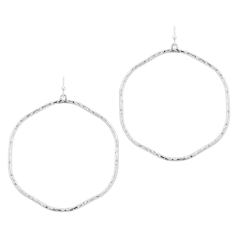 Hammered Thin Hoop Earrings-Earrings-What's Hot Jewelry-Silver-Inspired Wings Fashion