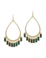 Teardrop Earrings with Rectangle Crystals-Earrings-What's Hot Jewelry-Green-Inspired Wings Fashion
