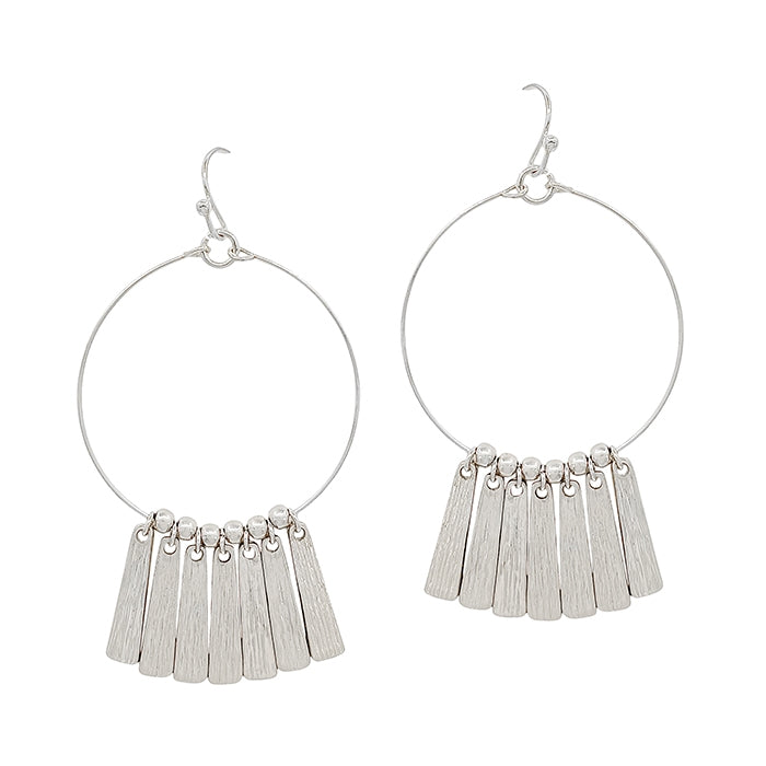 Open Circle with Bar Accents Earrings-Earrings-What's Hot Jewelry-Silver-Inspired Wings Fashion