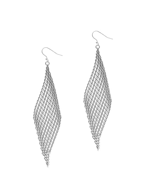 Mesh Diamond Shape Earrings-Earrings-What's Hot Jewelry-Silver-Inspired Wings Fashion