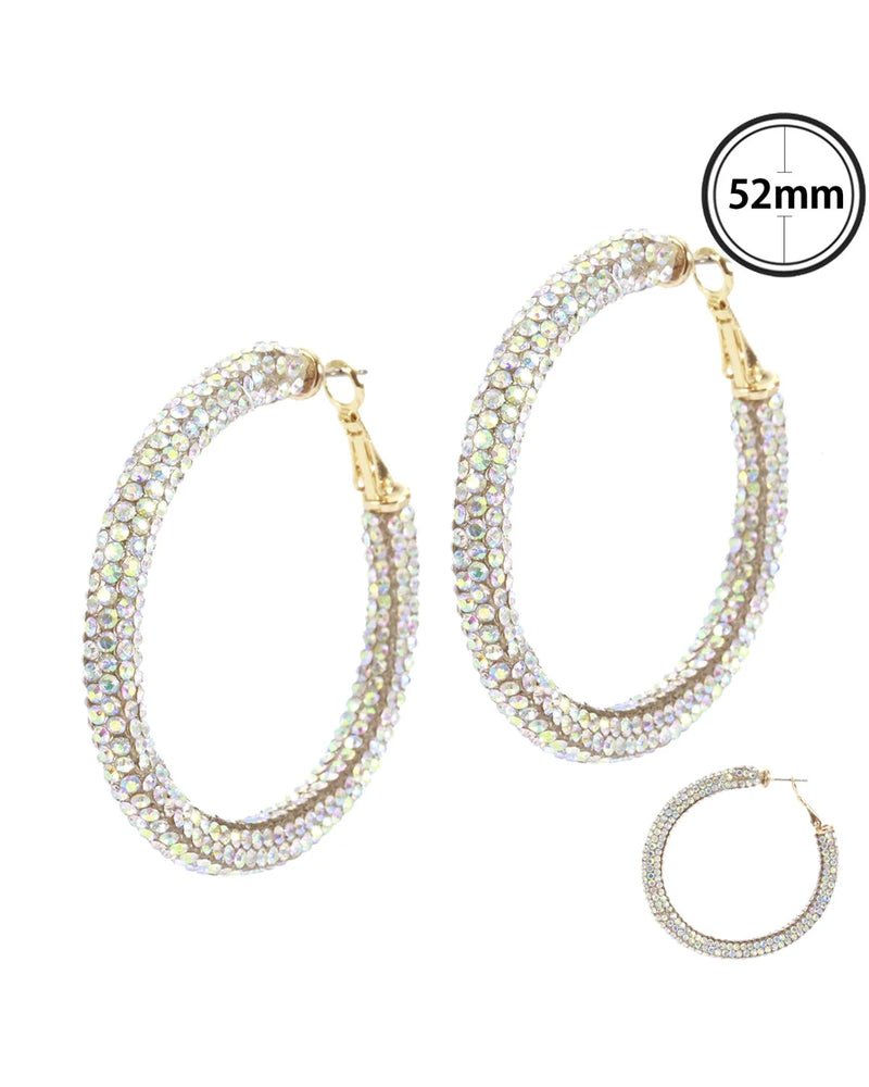 Gold Hoop with Rhinestones Earrings-Earrings-What's Hot Jewelry-Inspired Wings Fashion