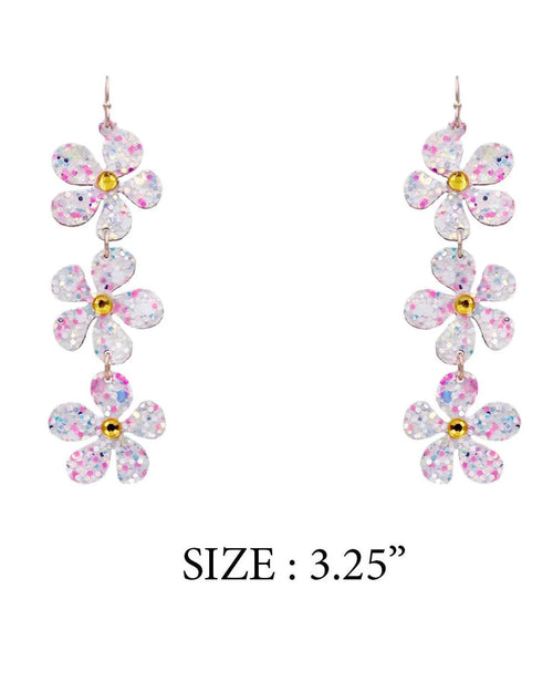 Glitter Flower Earrings-Earrings-What's Hot Jewelry-White-Inspired Wings Fashion