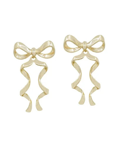 Gift Bow Earrings-Earrings-What's Hot Jewelry-Gold-Inspired Wings Fashion