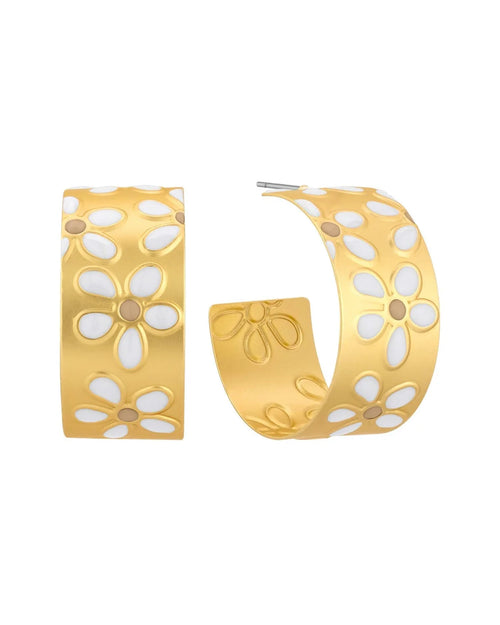 Daisy Hoop Earrings-Earrings-What's Hot Jewelry-White-Inspired Wings Fashion