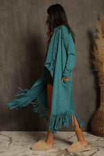Mineral Dyed Fringed Cardigan-Cardigans-Blue Buttercup-Small-Turquoise-Inspired Wings Fashion