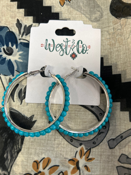 Turquoise Hoop Earrings-Earrings-West & Co-Inspired Wings Fashion