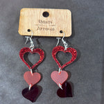 Triple Heart Earrings-Earrings-Raisin Arrows-Red-Inspired Wings Fashion