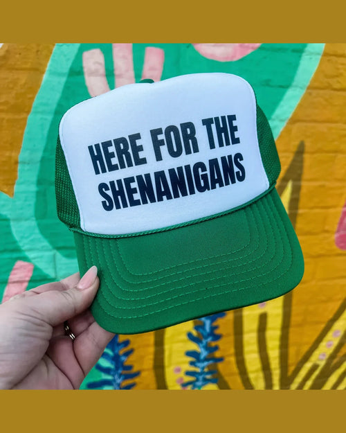 Here For The Shenanigans Trucker Cap-Hats-Turquoise and Tequila-Inspired Wings Fashion