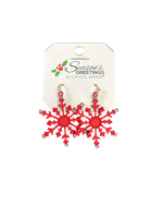 Rhinestone Snowflake Earrings-Earrings-Suzie Q USA-Red-Inspired Wings Fashion