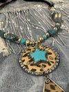 Turquoise Star & Leopard Necklace-Necklaces-Rare Bird-Inspired Wings Fashion