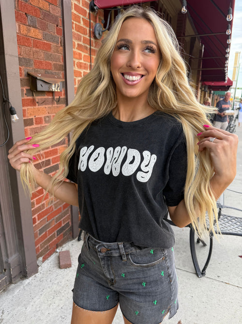 Puff Howdy Graphic Tee-Shirts & Tops-Zutter-Black-Small-Inspired Wings Fashion