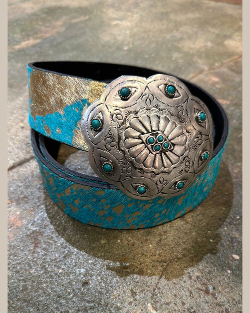 Turquoise Metal Buckle Belt-belts-Rare Bird-Inspired Wings Fashion