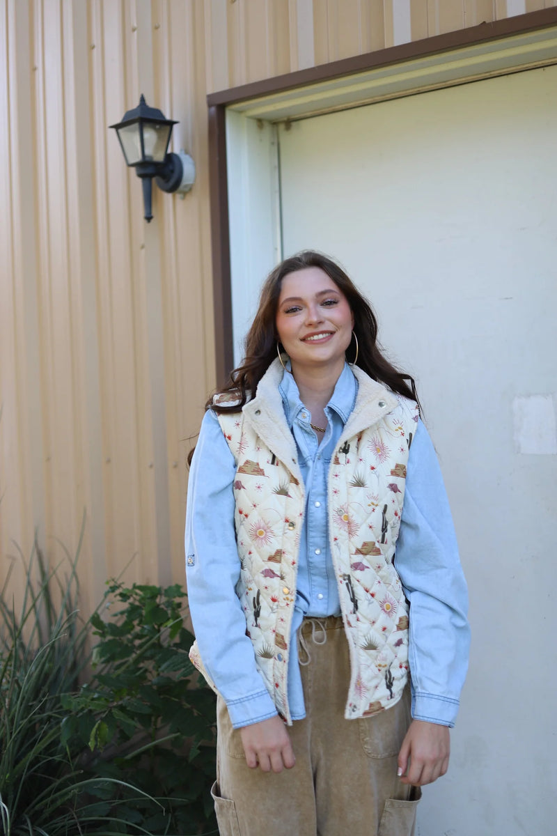 Desert Dreaming Puffer Vest-Vest-Howdy Hanny-Small-Inspired Wings Fashion