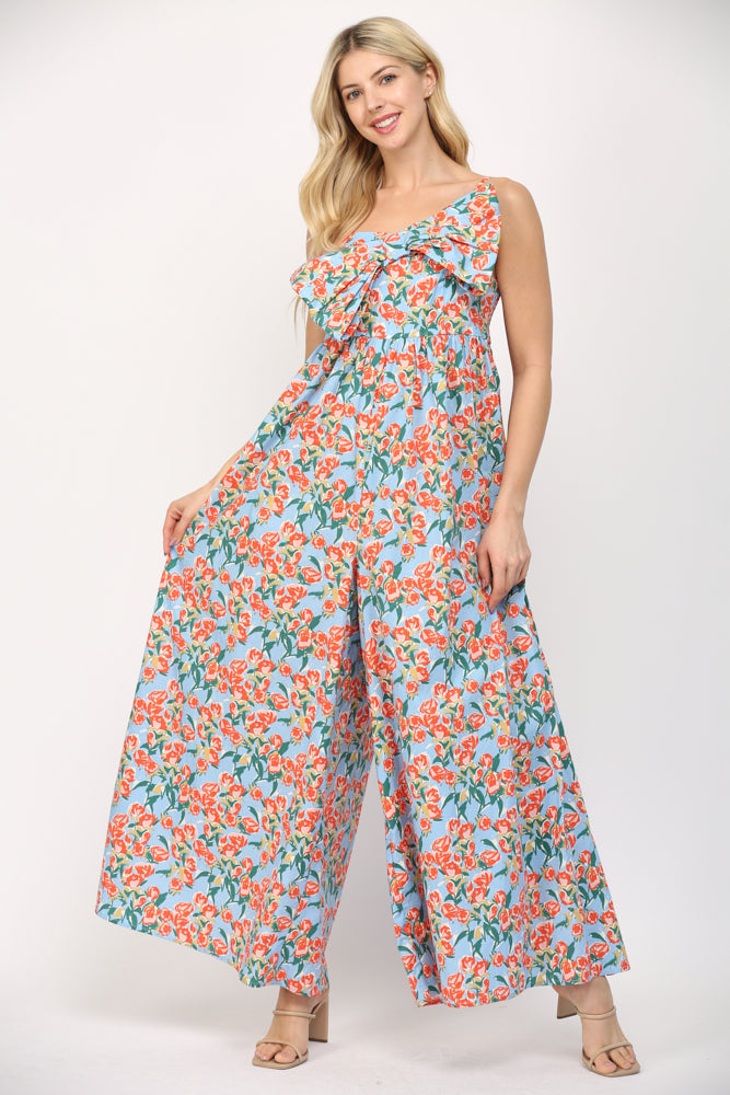 Bow Jumpsuit-Jumpsuit-Fate by LFD-Light Blue Multi-Small-Inspired Wings Fashion