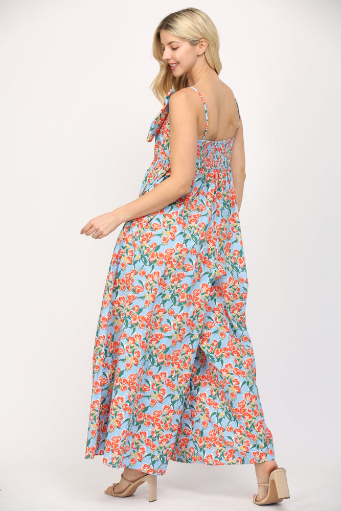 Bow Jumpsuit-Jumpsuit-Fate by LFD-Light Blue Multi-Small-Inspired Wings Fashion