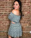 Floral Printed Challis Mini Dress-Dresses-Easel-Small-Forest Green-Inspired Wings Fashion