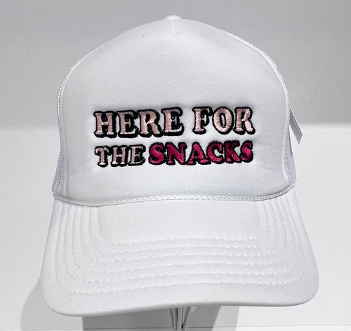 Here for the snacks Trucker Hat-Hats-Katydid-White-Inspired Wings Fashion