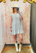 Ruffle Sleeve Tiered Button Down Wash Twill Dress-Dresses-She + Sky-Ecru-Small-Inspired Wings Fashion