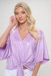 Front Tie Kimono Sleeve Top-Shirts & Tops-Adrienne-Small-Lilac Mamba-Inspired Wings Fashion