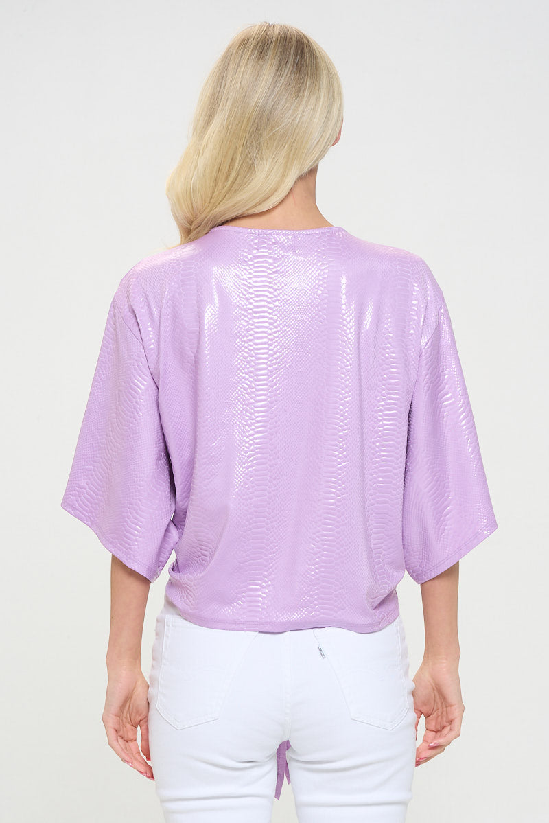 Front Tie Kimono Sleeve Top-Shirts & Tops-Adrienne-Small-Lilac Mamba-Inspired Wings Fashion
