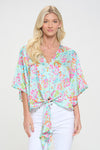Front Tie Kimono Sleeve Top-Shirts & Tops-Adrienne-Small-Pebble Path-Inspired Wings Fashion