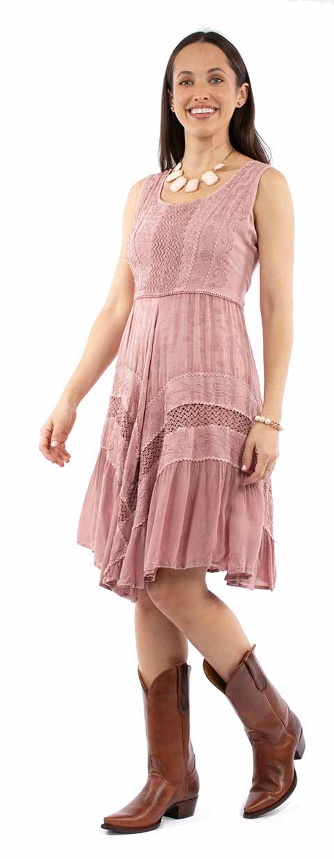 Embroidered Floral Dress-Dress-Scully-Dusty Pink-XS-Inspired Wings Fashion