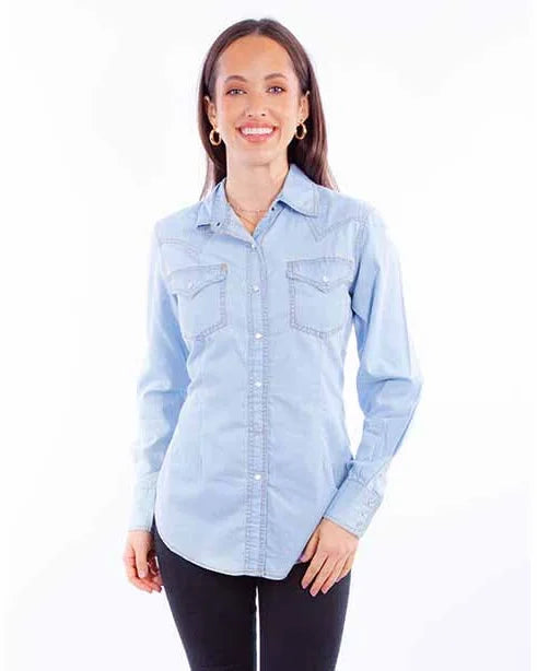 Western Button Down-Shirts & Tops-Scully-Light Blue-Small-Inspired Wings Fashion