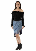 Asymmetrical Fringe Skirt-Skirts-Scully-Blue-Small-Inspired Wings Fashion