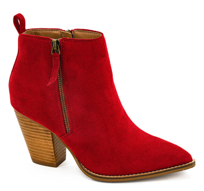 High Standards Suede Bootie-Booties-Corky's-Red-7-Inspired Wings Fashion