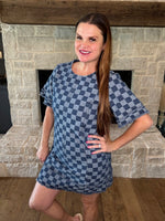 Checkered Denim Mini Dress-Dress-Jade by Jane-Denim-Small-Inspired Wings Fashion
