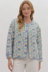 Bow Print Jacket-Coats & Jackets-Entro-Blue Multi-Small-Inspired Wings Fashion