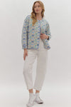 Bow Print Jacket-Coats & Jackets-Entro-Blue Multi-Small-Inspired Wings Fashion