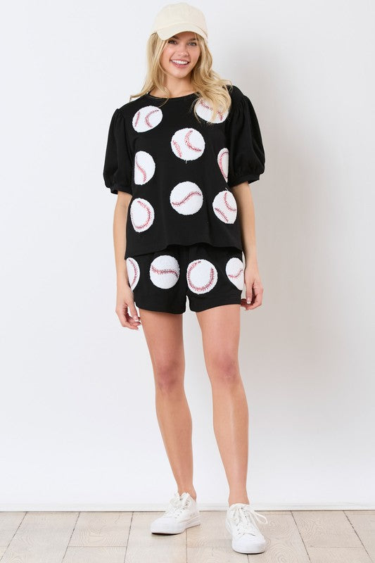 Baseball Shorts-shorts-Peach Love California-Black-Small-Inspired Wings Fashion