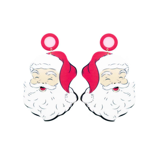 Jolly Santa Earrings-Earrings-The Royal Standard-White/Pink-Inspired Wings Fashion