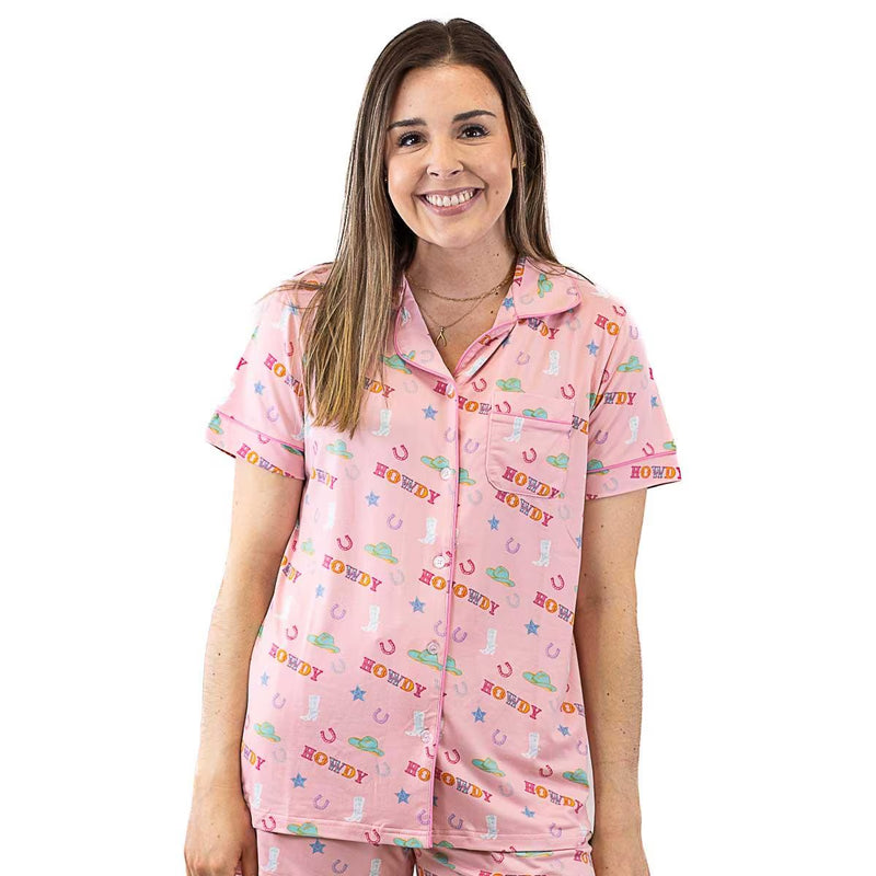 Howdy Partner Pajama Set-Matching Set-The Royal Standard-Pink Multi-Small-Inspired Wings Fashion