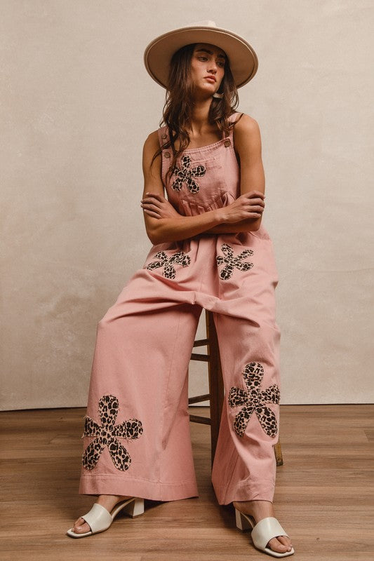 Washed Denim Patchwork Jumpsuit-Jumpsuit-BiBi-Blush-Small-Inspired Wings Fashion
