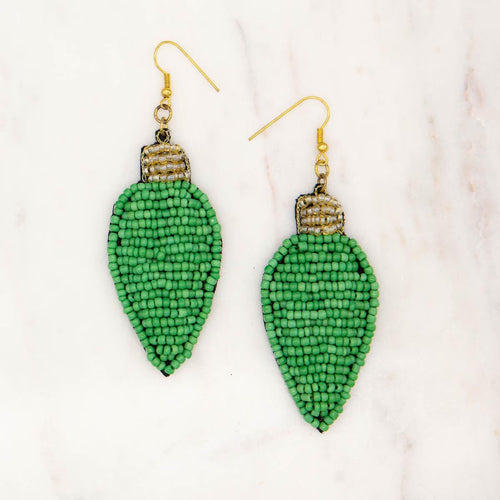 Beaded Christmas Light Earrings-Earrings-The Royal Standard-Green-Inspired Wings Fashion