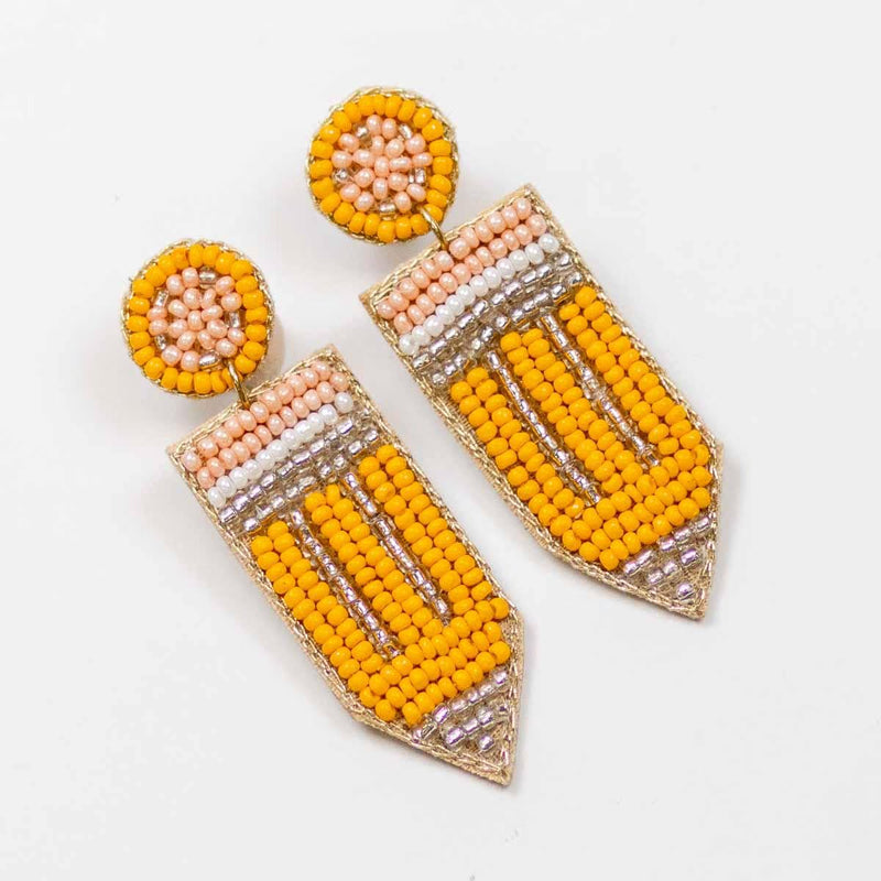 Beaded Pencil Earrings-Earrings-The Royal Standard-Yellow/Gold-Inspired Wings Fashion