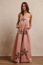 Washed Denim Patchwork Jumpsuit-Jumpsuit-BiBi-Blush-Small-Inspired Wings Fashion