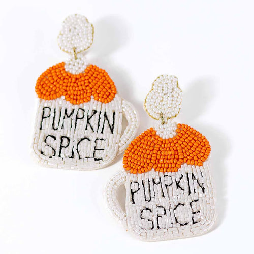 Pumpkin Spice Earrings-Earrings-The Royal Standard-White/Orange-Inspired Wings Fashion