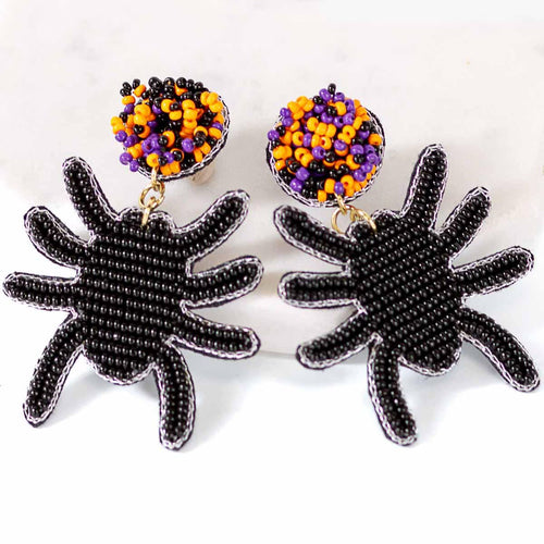 Beaded Spider Earrings-Earrings-The Royal Standard-Black-Inspired Wings Fashion