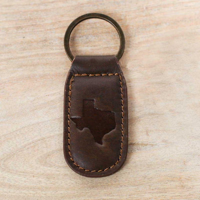 Texas Leather Keychain-Keychains-The Royal Standard-Dark Brown-Inspired Wings Fashion