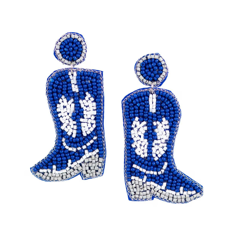 Beaded Boot Earrings-Earrings-The Royal Standard-Blue-Inspired Wings Fashion