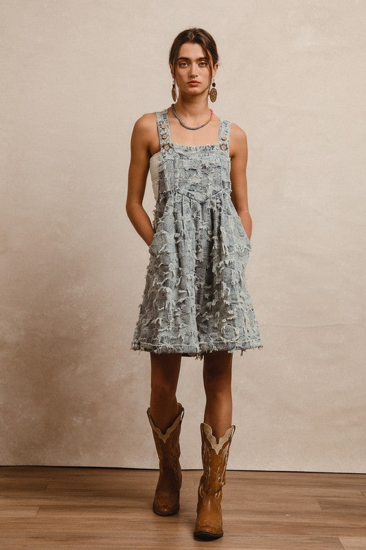 Frayed Checker Shortalls-One-Pieces-BiBi-Denim-Small-Inspired Wings Fashion
